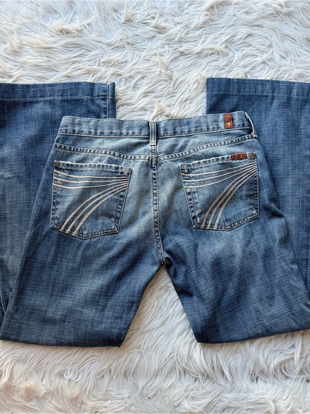 VTG Y2K 7 For All Mankind Dojo Flare Denim Jeans Low Rise Cowgirl Western 31